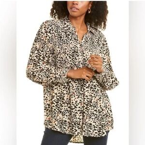 509 Beachlunchlounge Anthropologie Lindsay Printed Ecovero Animal Print XS